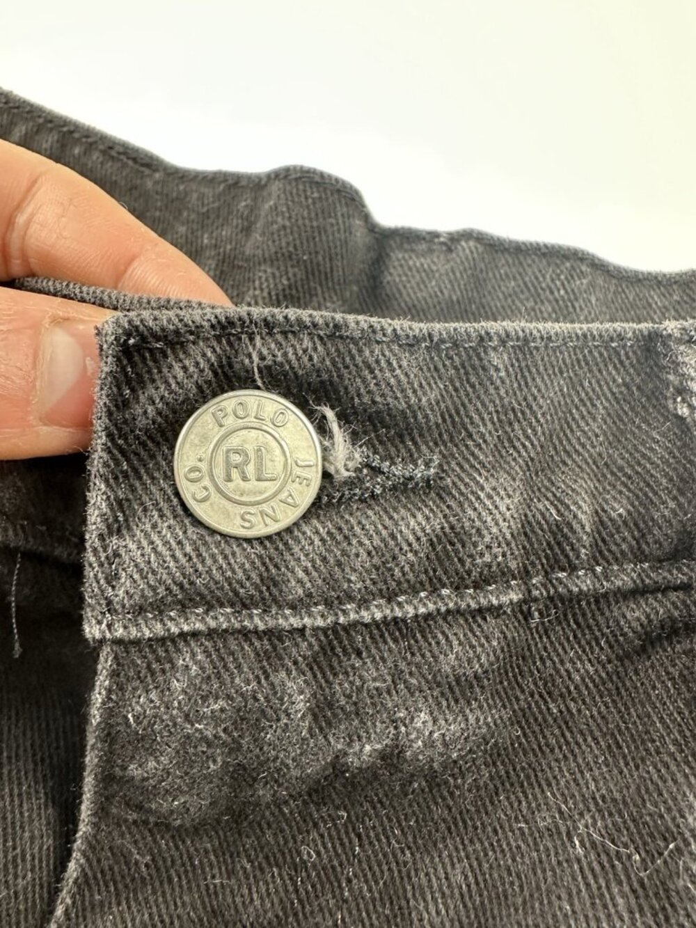 Vintage Y2K Polo Ralph Lauren Denim Shorts Women Size 6 S Black Saturday RL Flag - Picture 5 of 7